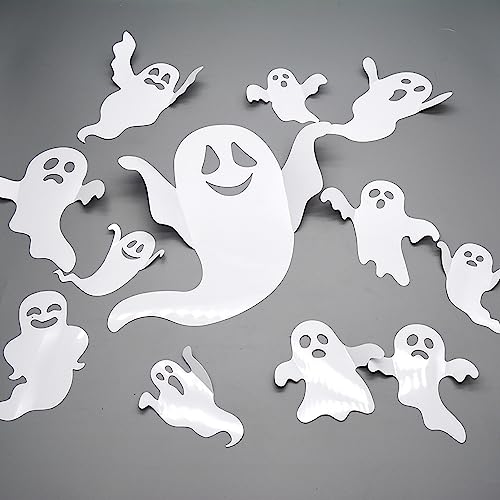 Halloween Ghost Wall Stickers Decor - 24 Pcs Repositionable Ghost Decals for Home & Party