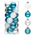 Light Blue Silver Christmas Tree Ball Ornaments Set - 24 Pcs 1.57" - Valery Madelyn