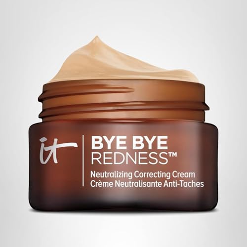 IT Cosmetics Bye Bye Redness Full Coverage Color Correcting Cream (Neutral Beige) - Redness Neutralizing Tinted Face Moisturizer, 12HR Hydration, Hyaluronic Acid, Colloidal Oatmeal - 0.37 fl oz