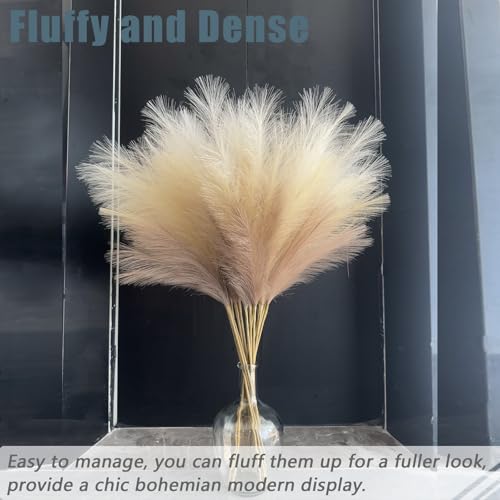 Faux Pampas Grass Tall Decor - 38 Inch, 10 Stems, Beige & Coffee