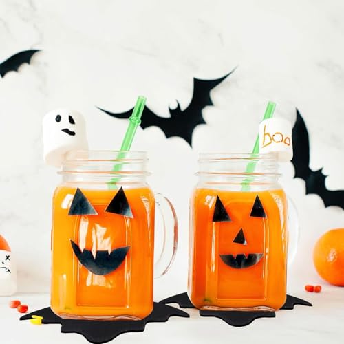 Halloween Bat Placemats Set - Non-Slip Felt Table Decor for Parties