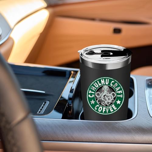 Black 20oz Cthulhu Octopus Stainless Steel Tumbler with Lid - Unique Design