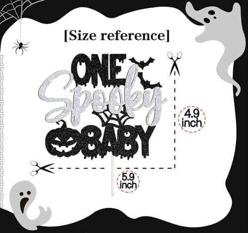 Halloween Baby Cake Topper Ghost Bat Spider 1st Birthday Decor Glitter