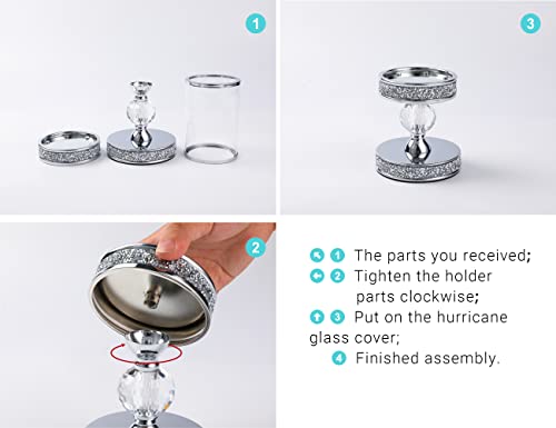 Crystal Ball Pillar Candle Holder with Windproof Glass Cover - Elegant Home Decor
