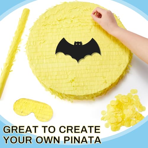 Large Yellow Disco Piñata 16 Inch with Stick, Blindfold & Confetti for Parties