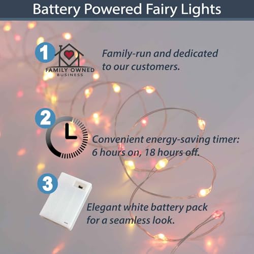 Halloween String Lights 40 LEDs Battery Operated 2 Pack - Red Orange Yellow