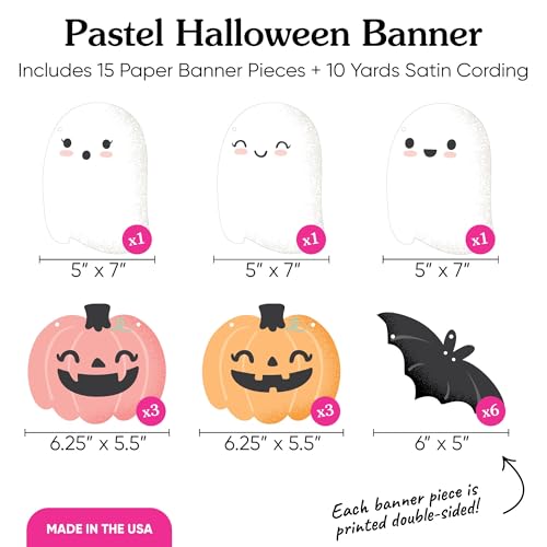 Pastel Halloween Pumpkin Garland Banner - 15ft Spooky Party Decor