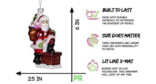 Santa on Chimney Christmas Ornament - Holiday Holiday Decorations