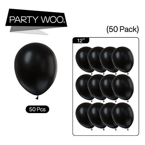 PartyWoo Black Balloons 50pcs Matte Latex Helium Balloons 12 Inch - Black-y18