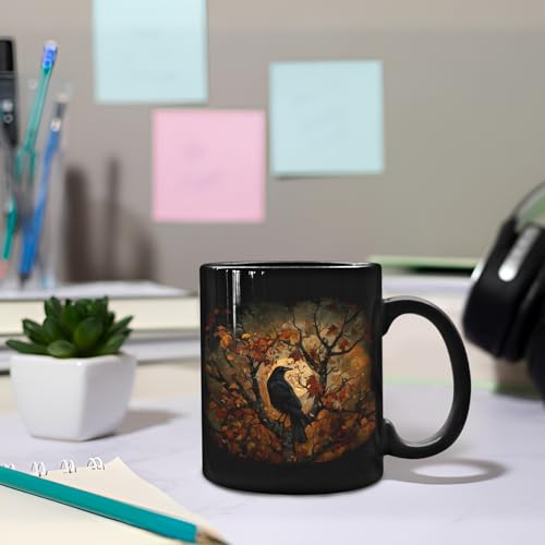 Goth Crow Ceramic Mug 11oz - Halloween & Gothic Decor for Women