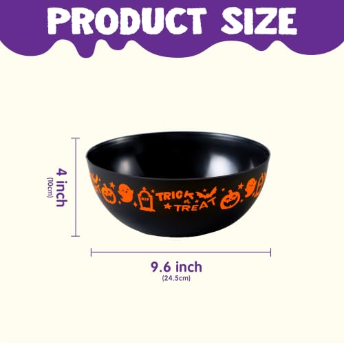 Halloween Candy Bowls Set - 3 Plastic Trick or Treat Dish with Ghost, Spider, Skull Designs