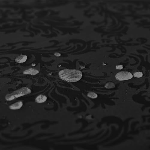 Black Jacquard Damask Rectangular Tablecloth 60 x 102 Inch - Elegant Polyester
