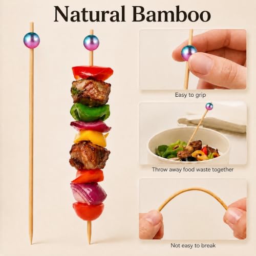 Mixed Ombre Cocktail Picks 200PCS - Elegant Bamboo Skewers for Appetizers