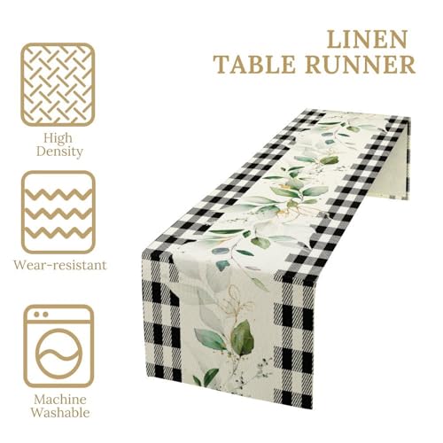 Farmhouse Style Plant Table Runner W13X L36 - Floral Eucalyptus Botanical Decor