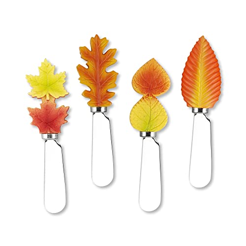 Fall Leaves Cheese Spreaders Set - Hand-Painted Resin Handles, 4-Piece