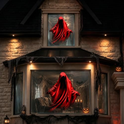 Halloween Projector Light Outdoor Red Ghost Projection - 2026 Upgraded Clearer Pattern with Remote