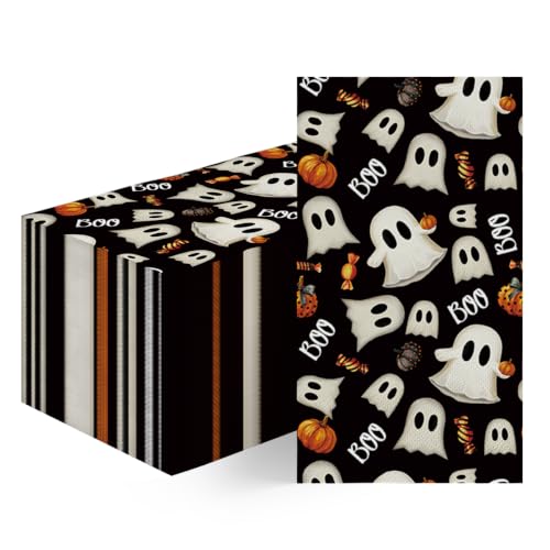 Halloween Paper Napkins 100 Pack - Horror Pumpkin Ghost Black Decor