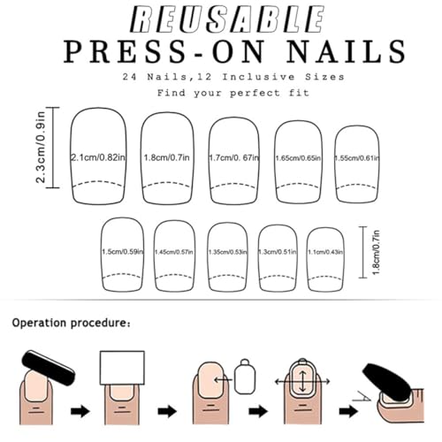 Short Press-On Nails Black and White Checkerboard Style19 - Fake Acrylic Square False Nails for Women Girls