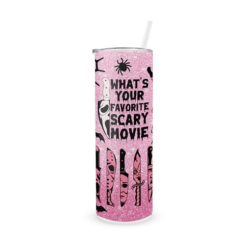 20oz Stainless Steel Halloween Tumbler with Straw Ghostface Horror Cup - Gift