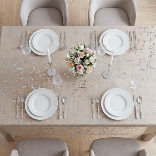 60x60 Inch White Silver Gauze Tablecloth with Silver Star Sequin for Wedding & Party - Sheer Tulle