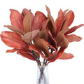 Artificial Magnolia Leaves Stems - Burgundy Fall Branches for Home Decor, Weddings & Events - 4 Pieces with Red Variation