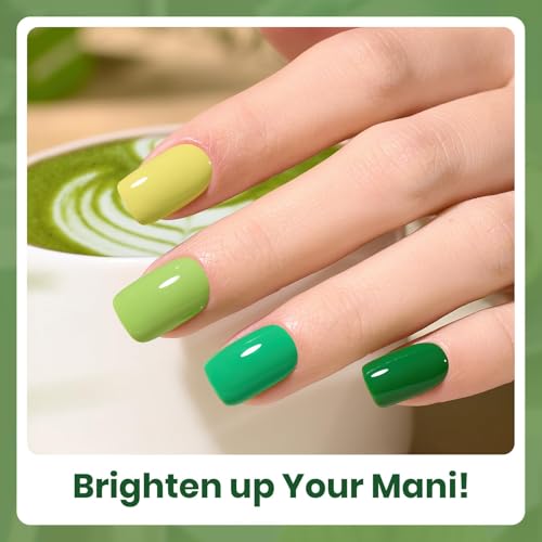 Beetles Green Gel Polish Set - Green Picnic, 6 Colors, Creame Variation