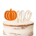 Pumpkin First Birthday Cake Topper - Wooden Pumpkin ONE Celebration Decor
