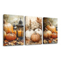 Fall Wall Decor 3 Pieces Farmhouse Pumpkin Autumn Canvas Wall Art Brown 16x24 Inches
