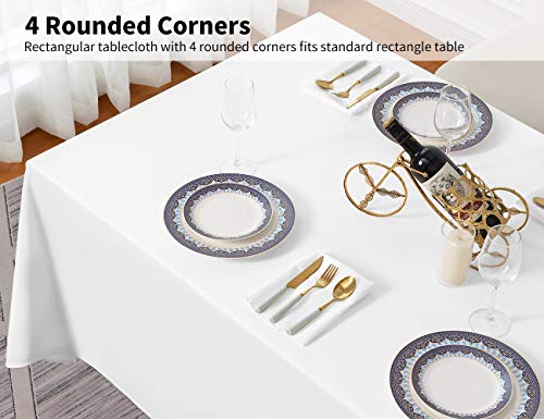 Rectangular White Tablecloth 90x156 Inch for 8 Foot Tables - Elegant Polyester Cover - Variation: 156" x 90"
