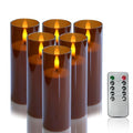 6-Pack Flameless LED Candles with Remote & Timer - Brown Acrylic, 2x6 Inches