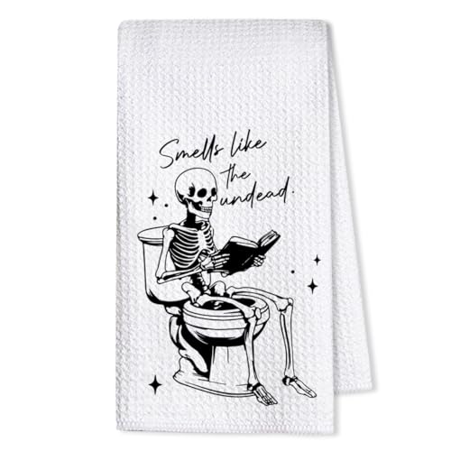 Funny Halloween Hand Towels with Skull Design - Gothic Bathroom Decor, 16x30 Inches - Color 16