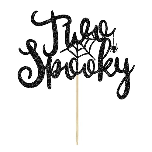 Halloween Birthday Cake Topper - Spooky Black Glitter Decoration for 6-10 Inch Cakes