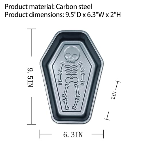9.5 Inch Skeleton Coffin-Shaped Baking Mold - Halloween Skull Cake Pan, Non-Stick Cake Mold