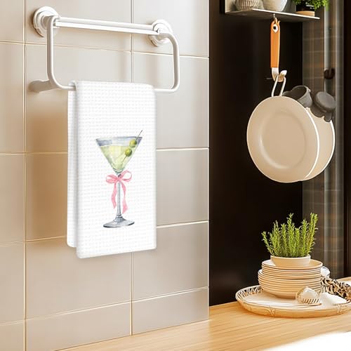 Martini Bow Kitchen Towels - Pink BowMartini Hand Dish Towel 16x24in - Decorative Gift for Martini Lovers
