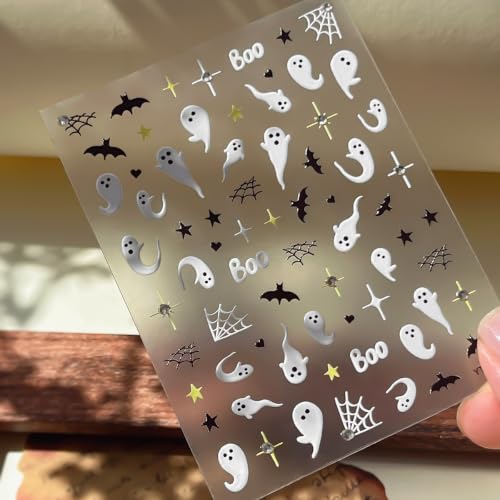 Halloween Ghost Nail Stickers Set - Diamonds Stars Ghost Variation