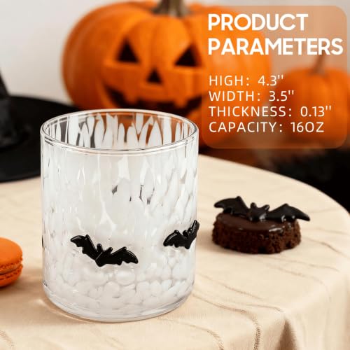 Halloween Icon Glass Cups Set - 16oz Ghost Witch Bat Juice Cups - Variation of THIS listing
