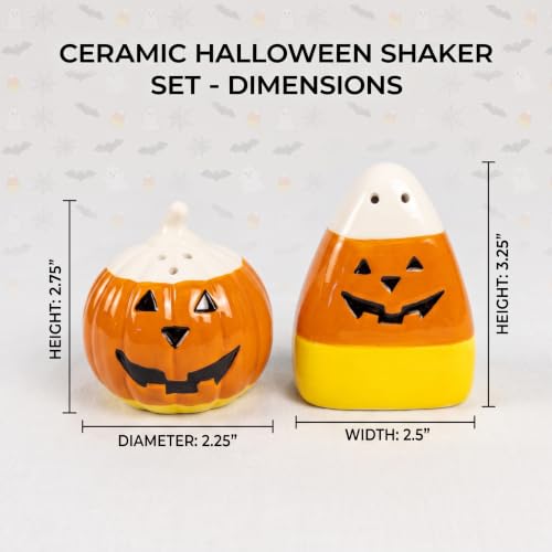 Pumpcorn Salt & Pepper Shaker Set - Halloween Fall Decor, Pumpkin & Candy Corn