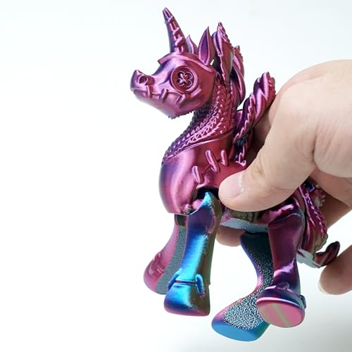 RGB 3D Printed Unicorn Toy Figurine - Flexible Joint Fantasy Decor & Fidget Gift