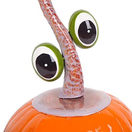Halloween Metal Pumpkin Decoration with Floating Eyes - Indoor Spooky Decor, 15 Inches