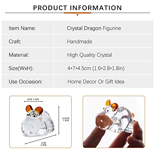 Crystal Animal Figurine - Handmade Cock and Hippopotamus Ornament Gift for Animal Lovers