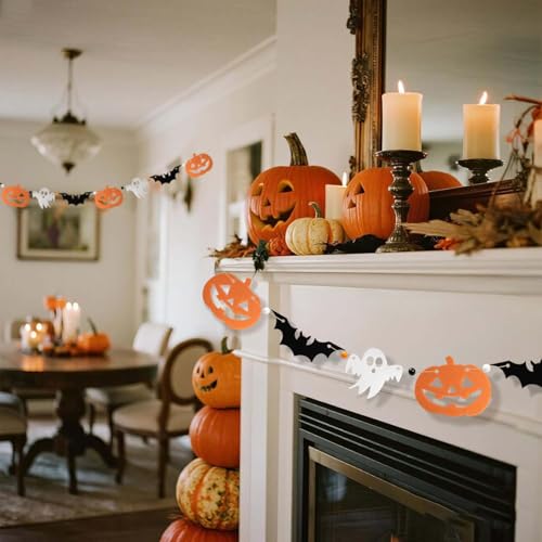 Halloween Felt Garland Banner with Ghost Bat Pumpkin - 3 Pack, Ghost Bat Pumpkin #1