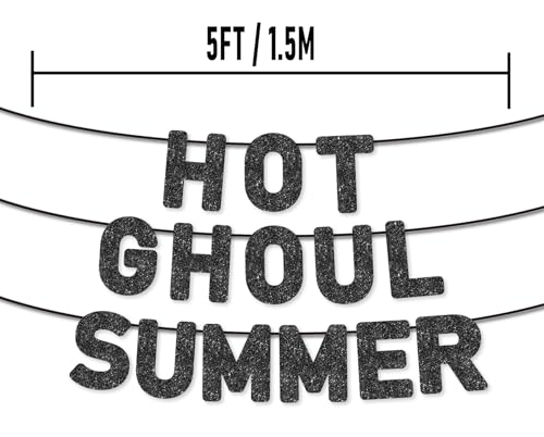 Pre-Strung Halloween Banner - Summerween Birthday Party Decorations - Black Glitter, 9.8 Feet