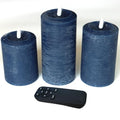 Navy Blue Battery Operated Flameless LED Candles with Real Wax, Remote Control