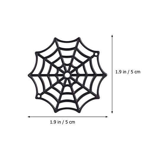 Mini Black Plastic Spider Web Ornaments Set for Halloween Decorations - 50 Pack