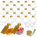 Plastic Potion Bottles Set - 25 Spherical 6oz Ball-Shaped DIY Craft Jars with Gold Caps