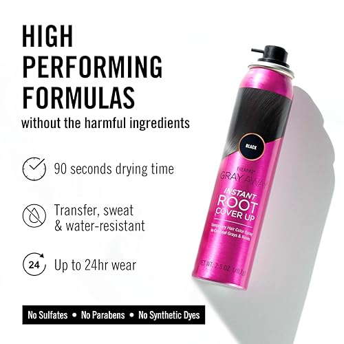 Gray Root Concealer Spray - Black, 2.5 oz - Instant Hair Coverage & Touch-Up