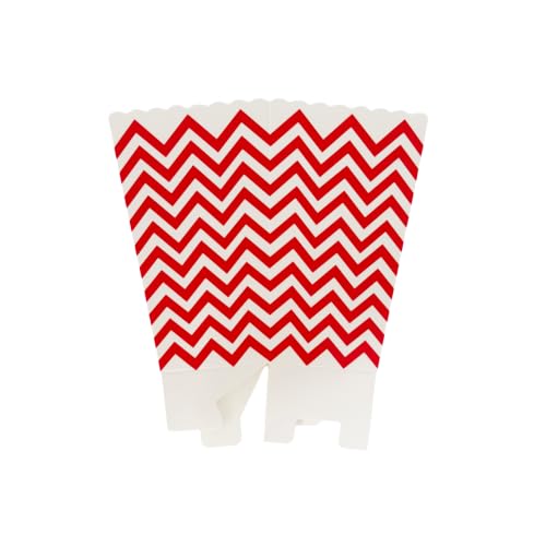 Mini Party Popcorn Cups 24 Pack Red Waves Disposable Paper Treat Boxes
