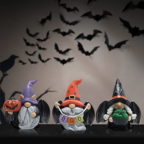 Halloween Gnomes Decoration Set - Black Wing, Indoor Holiday Figurines