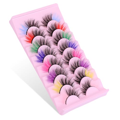 Colorful False Eyelashes Set 8 Pairs Curly Thick Reusable Drama Makeup