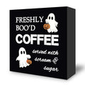 Autumn Ghost Wooden Box Sign - Halloween Fall Home Decor 5x5 Inches